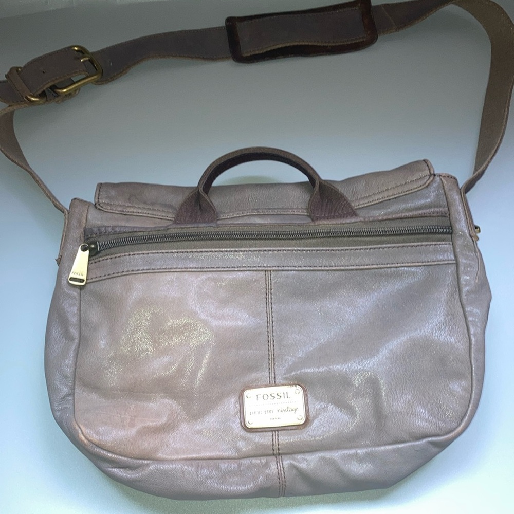 Fossil Brown Leather Messenger Bag